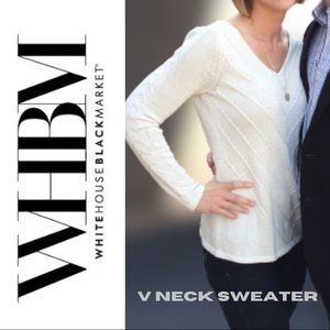 WHBM V-Neck Sweater Cream/Gold Flecks - XS